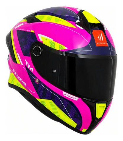 Capacete MT Helmets Targo Dazzter Rosa Roxo Amarelo Brilhante