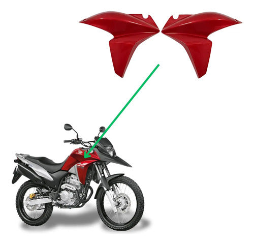 Par de Aletas Abas do Tanque Paramotos Honda Xre 300 2013 a 2015 Vermelho Pimenta