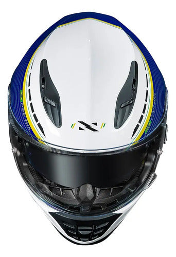 Capacete Norisk FF302 Soul II Grand Prix Brasil com Óculos Solar Interno Verde Amarelo Tamanho 60/L