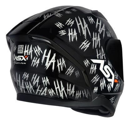 Capacete ASX City Fun Preto Branco Brilhante
