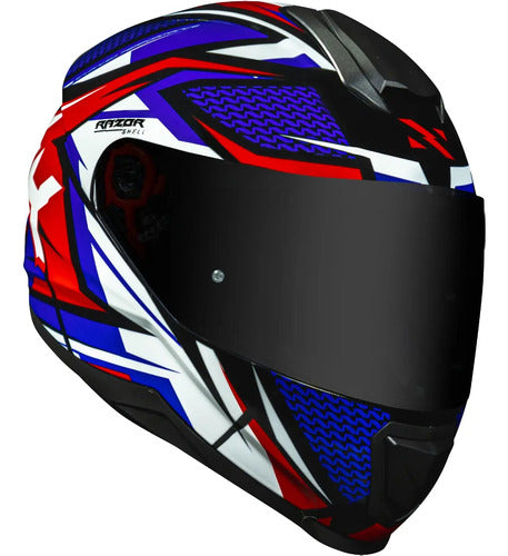 Capacete Norisk Razor Sharp com Spoiler Azul Vermelho Brilhante