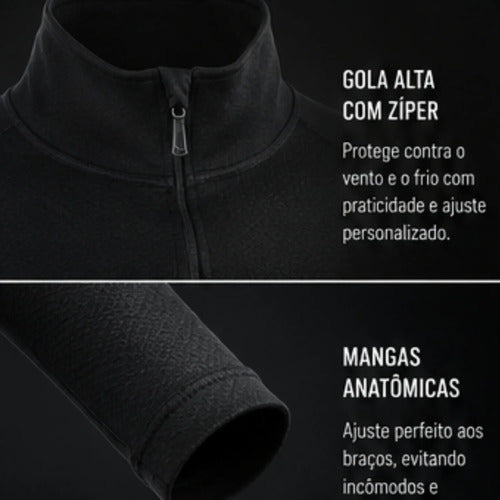 Blusa Térmica Segunda Pele Curtlo Thermoskin Gola Alta com Meio Zíper Feminina Preto