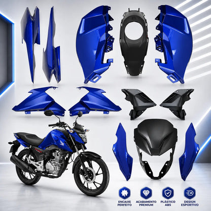 Kit Carenagem Completo Paramotos Honda Cg 160 Fan 2025 em diante Azul Perolizado