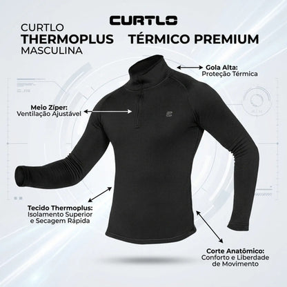 Blusa Térmica Segunda Pele Curtlo Thermoplus com Zíper Masculina Preto