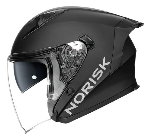 Capacete Aberto Norisk Downtown II Solid com Óculos Solar Interno Preto Fosco
