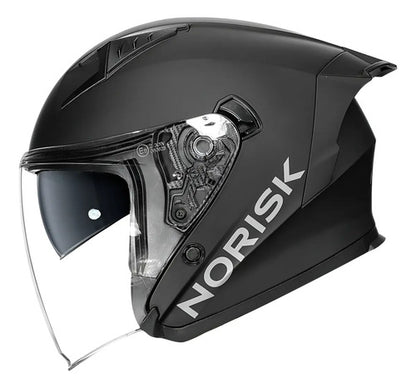 Capacete Aberto Norisk Downtown II Solid com Óculos Solar Interno Preto Fosco