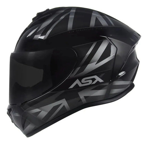 Capacete ASX Draken UK Preto Cinza Fosco