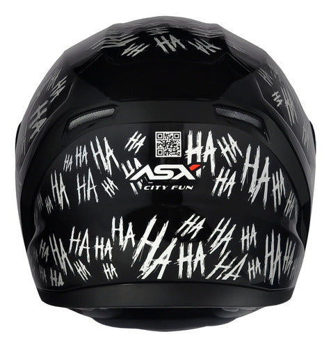 Capacete ASX City Fun Preto Branco Brilhante