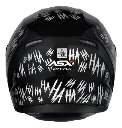 Capacete ASX City Fun Preto Branco Brilhante