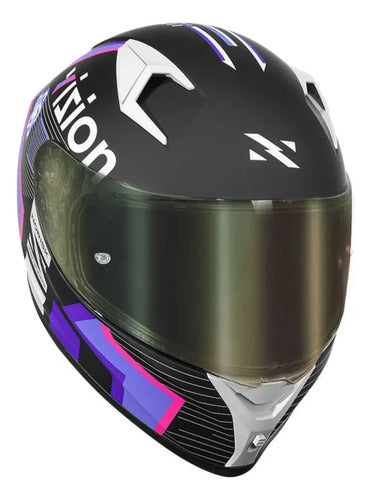Capacete Norisk Flow Vizion com Spoiler Roxo Rosa Preto Brilhante Tamanho 60/L