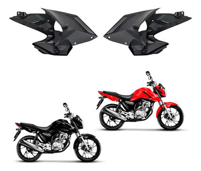 Par de Acabamentos Internos da Aba do Tanque Paramotos Honda Cg 160 Fan 2022 a 2024 Preto