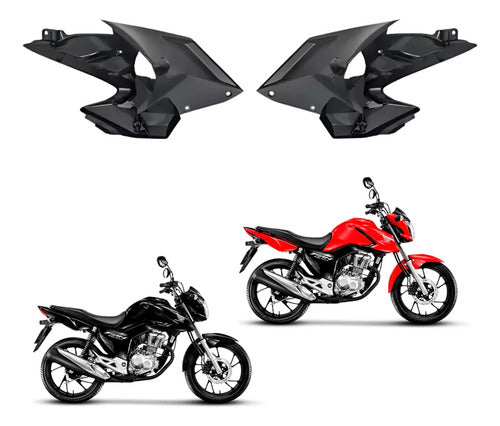 Par de Acabamentos Internos da Aba do Tanque Paramotos Honda Cg 160 Fan 2022 a 2024 Preto
