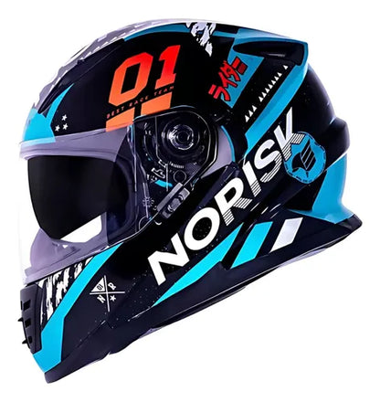 Capacete Norisk FF302 Soul Tokyo com Óculos Solar Interno Preto Verde Brilhante