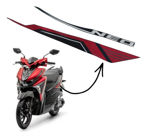 Adesivo da Rabeta Lateral Esquerda Yamaha Neo 125 2025 Vermelho