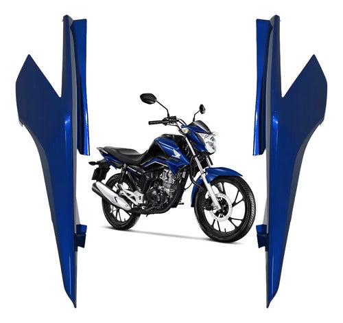 Par de Rabetas Laterais Paramotos Honda Cg 160 Titan 2016 a 2024 Azul