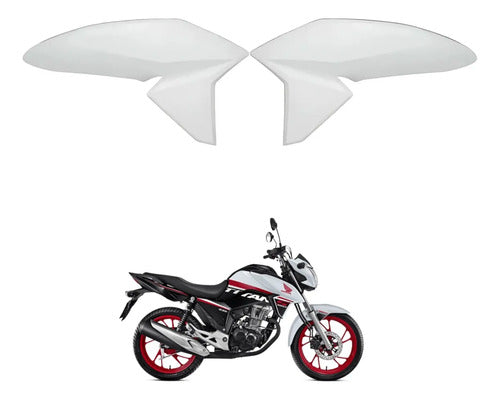 Par de Aletas Abas do Tanque Paramotos Honda Cg 160 Titan 2016 a 2021 Branco Andes Perolizado
