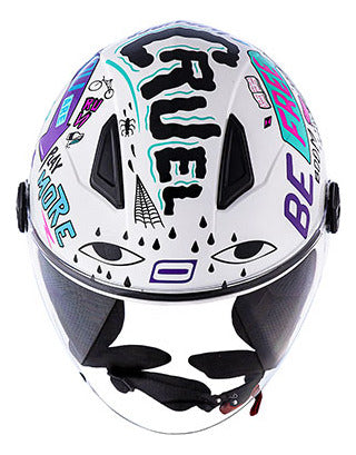 Capacete Aberto Norisk Orion Free Branco Roxo Brilhante