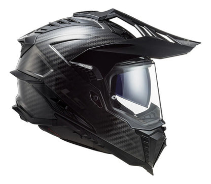 Capacete Off-Road LS2 MX701 Explorer C Solid com Óculos Solar Interno Preto Brilhante