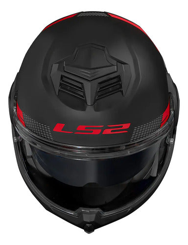 Capacete Escamoteável LS2 FF906 Advant Bend com Óculos Solar Preto Vermelho Fosco