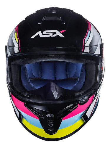 Capacete ASX Draken Pilot Preto Colorido Brilhante