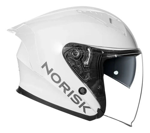 Capacete Aberto Norisk Downtown II Solid com Óculos Solar Interno Branco Brilhante Tamanho 60/L