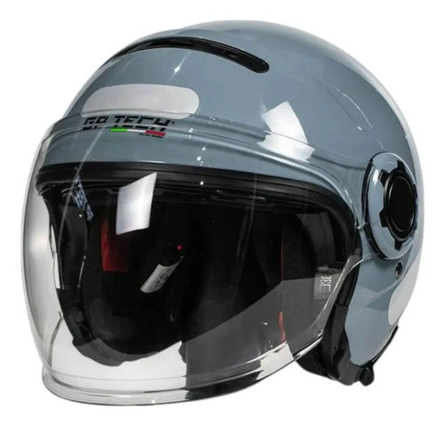 Capacete Aberto GP Tech Zoom Solid com Óculos Solar Interno Cinza Metálico Tamanho 58