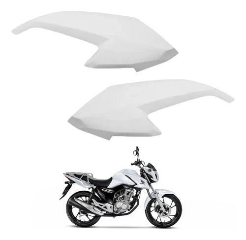 Par de Aletas Abas do Tanque Paramotos Honda Cg 160 Fan Start 2022 a 2024 Branco