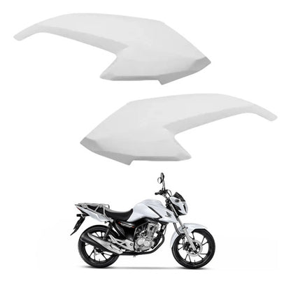 Par de Aletas Abas do Tanque Paramotos Honda Cg 160 Fan Start 2022 a 2024 Branco