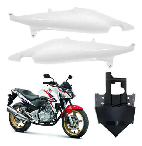 Kit Rabeta Lateral Completa Paramotos Honda Cb 300r 2014 Branco Perolizado