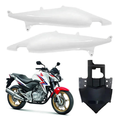 Kit Rabeta Lateral Completa Paramotos Honda Cb 300r 2014 Branco Perolizado