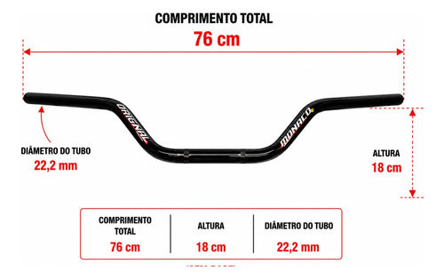 Guidão Monaco Honda Bros 160 2015 em diante Preto Brilhante