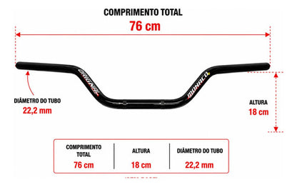 Guidão Monaco Honda Bros 160 2015 em diante Preto Brilhante