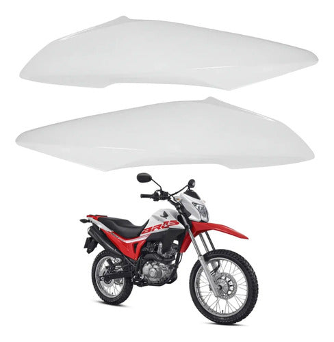 Par de Aletas Abas do Tanque Paramotos Honda Bros 160 2015 a 2021 Branco