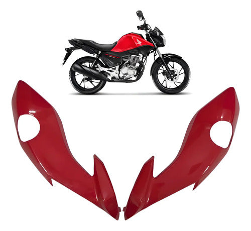 Par de Carenagens Laterais do Farol Paramotos Honda Cg 160 Fan Start 2022 a 2024 Vermelho Maceió
