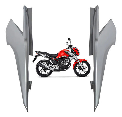 Par de Rabetas Laterais Paramotos Honda Cg 160 Titan 2022 a 2024 Prata Metálico