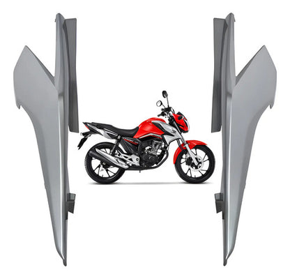 Par de Rabetas Laterais Paramotos Honda Cg 160 Titan 2022 a 2024 Prata Metálico