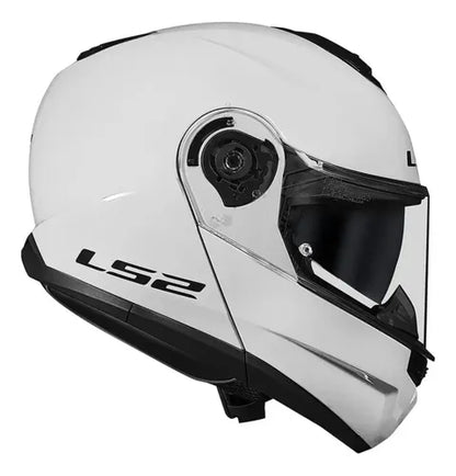 Capacete Escamoteável LS2 FF908 Strobe II Solid com Óculos Solar Branco Brilhante Tamanho 60/L