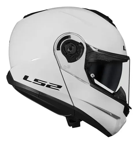 Capacete Escamoteável LS2 FF908 Strobe II Solid com Óculos Solar Branco Brilhante Tamanho 56/S