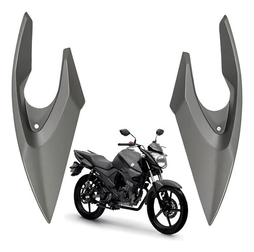 Bananinha Par de Carenagens Laterais do Farol Paramotos Yamaha Fazer 150 2016 a 2017 Cinza Fosco