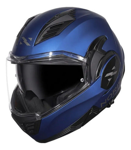 Capacete Escamoteável Norisk Avenger Solid com Óculos Solar Interno Azul Fosco Tamanho 58/M