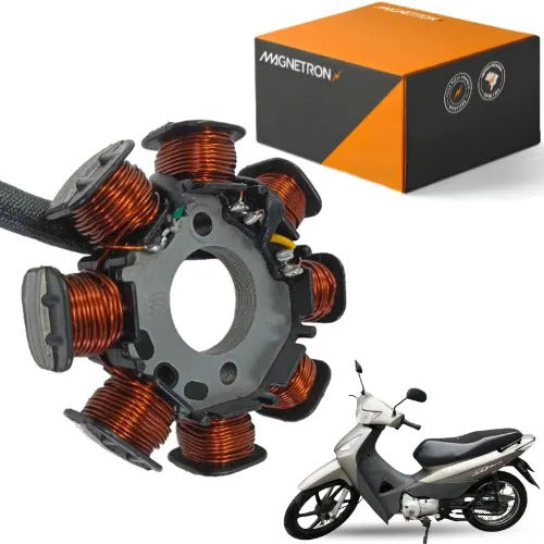 Magneto Estator com Bobina de Pulso Magnetron Honda Biz 125 2006 a 2008