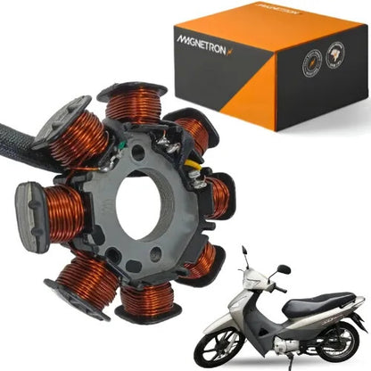 Magneto Estator com Bobina de Pulso Magnetron Honda Biz 125 2006 a 2008