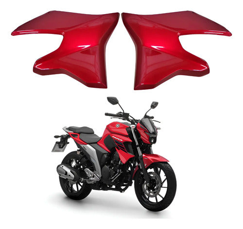 Par de Abas do Tanque Inferiores Paramotos Yamaha Fazer Fz25 250 2018 a 2024 Vermelho