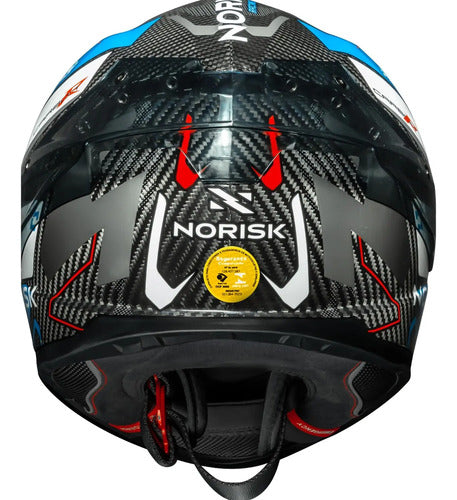 Capacete Norisk Carbon R Rider com 2 Viseiras e Spoiler Azul Branco Vermelho