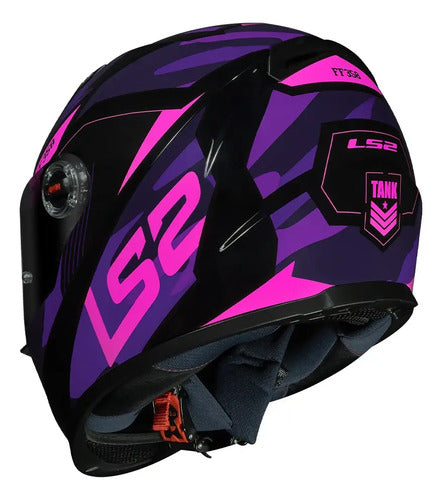 Capacete LS2 FF358 Tank Preto Roxo Brilhante