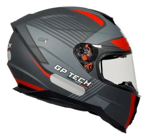 Capacete GP Tech Ultra SV Air com Óculos Solar Interno Cinza Vermelho Fosco Tamanho 60