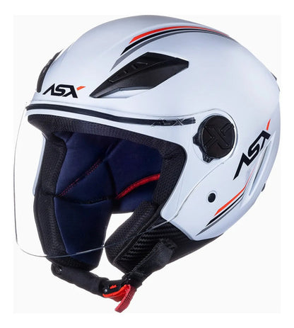 Capacete Aberto ASX City Air Solid Branco Brilhante