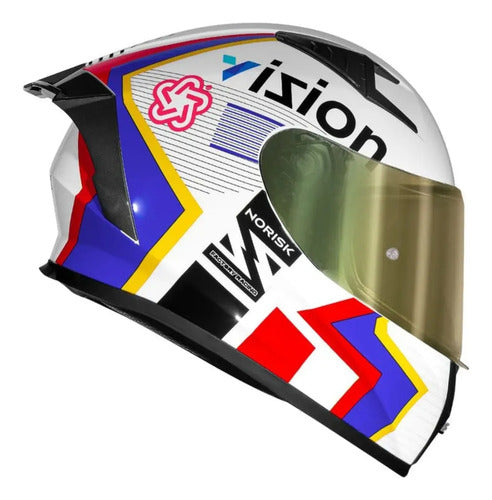 Capacete Norisk Flow Vizion com Spoiler Branco Brilhante Tamanho 56/S