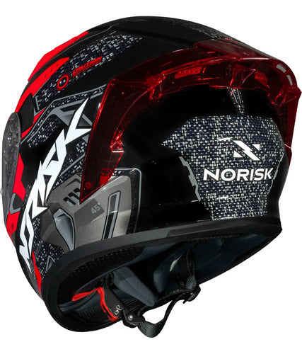 Capacete Norisk Flow Robot com 2 Viseiras e Spoiler Preto Vermelho Tamanho 56/S