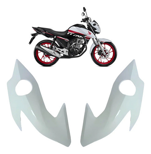 Par de Carenagens Laterais do Farol Paramotos Honda Cg 160 Titan 2016 a 2021 Branco Perolizado